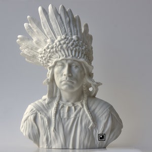 Native Indian Chef Porcelain Bust, Native Indian Sculpture. Sioux Chef Bust