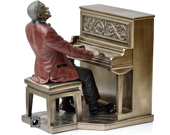 クラリネット奏者　ジャズバンド　ブロンズ　　　　楽器　置物 ヴェロネーゼ ジャズ クラリネット奏者の置物：ブロンズ樹脂像 - Etsy 日本