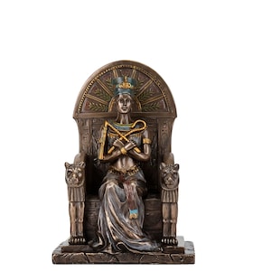 7.87 Inches Egyptian Queen Nefertiti sitting in Throne Statue. Nefertiti Sculpture. Ancient Egypt Nefertiti Figurine