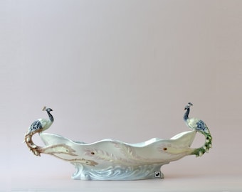 Art NouveauTwin Peacock  Tray Two Peacock Porcelain Dish