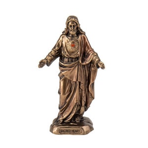 Mini Sacred Heart of Jesus Statue - Cold Cast Bronze (3.93 Inches)