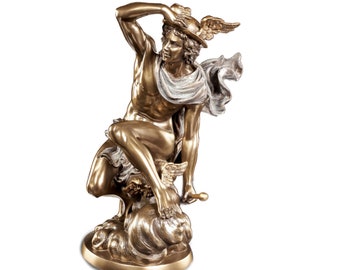 Hermes Bronzed Statue.Hermes Bronzed Sculpture.Hermes Figurine. Jewellery Hanging Statues