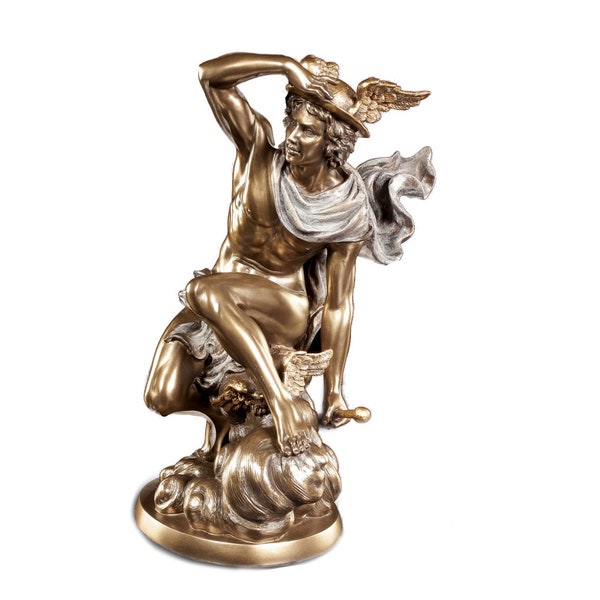 Hermes Bronzed Statue.Hermes Bronzed Sculpture.Hermes Figurine. Jewellery Hanging Statues