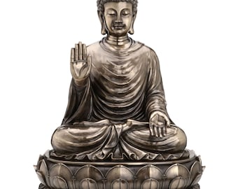 Large Cold Cast Bronze Gautama Buddha Statue – Meditation Pose Zen Decor