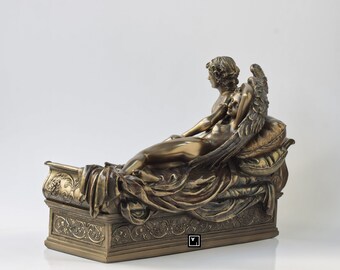 エロスとプシュケの彫刻：コールドキャストブロンズ製ギリシャ神話像