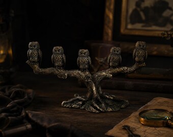 Candelabro de búho en bronce fundido en frío: Veronese Design