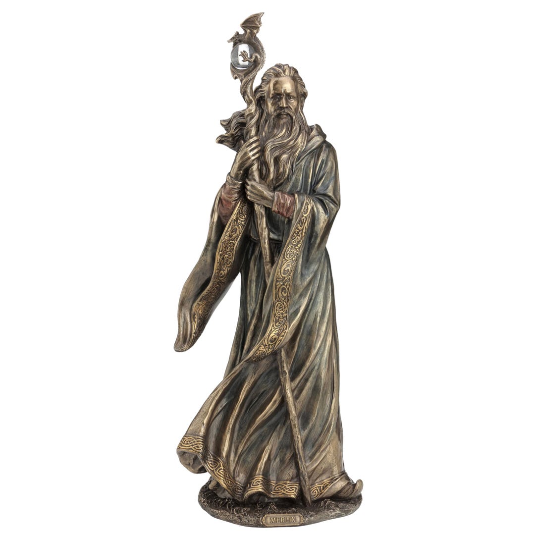 Merlin Description Merlin the Wizard Statue. Legendary Sorcerer Figurine. Arthurian ...