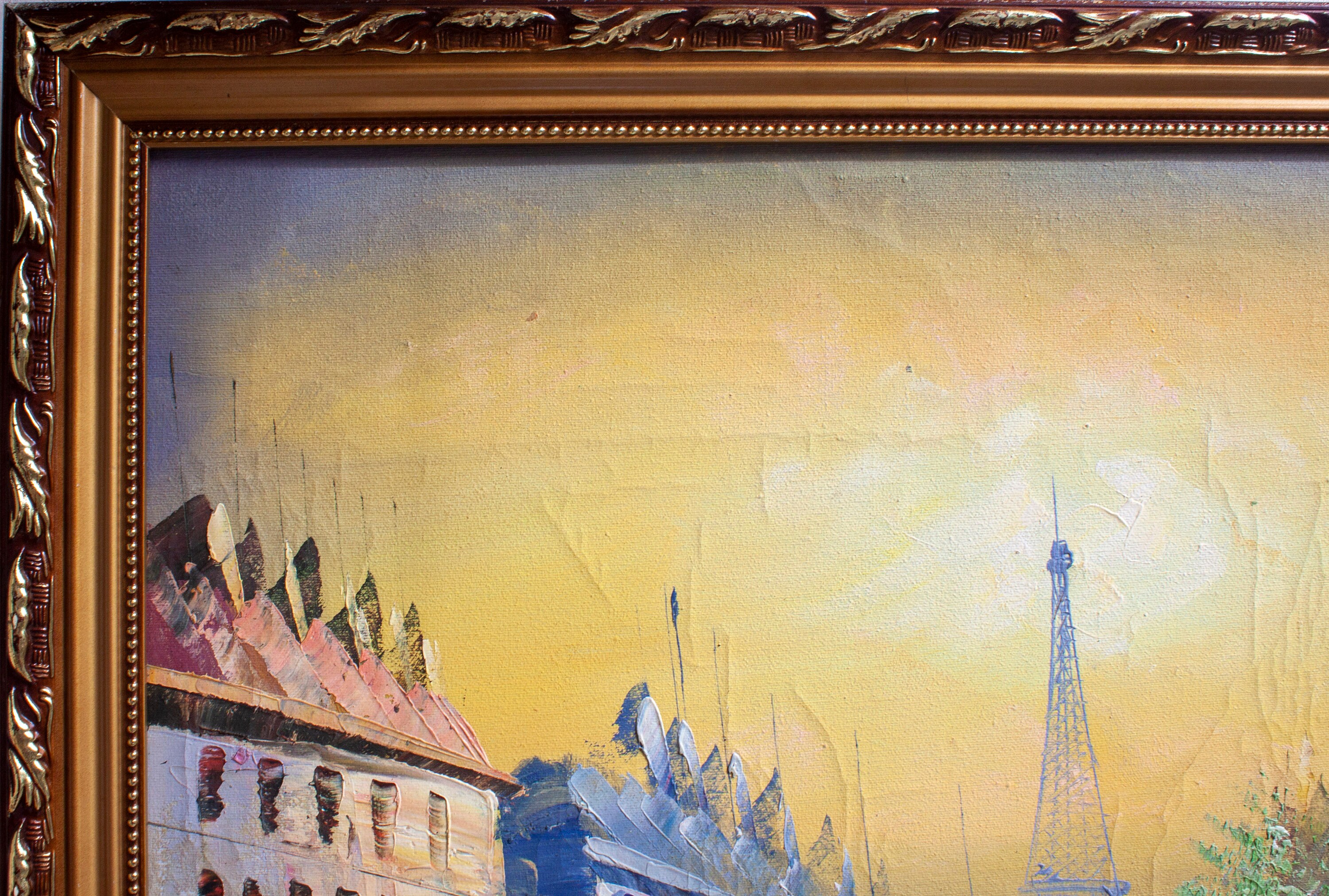 Vintage Oil Eiffel Tower Painting on Canvas - Etsy