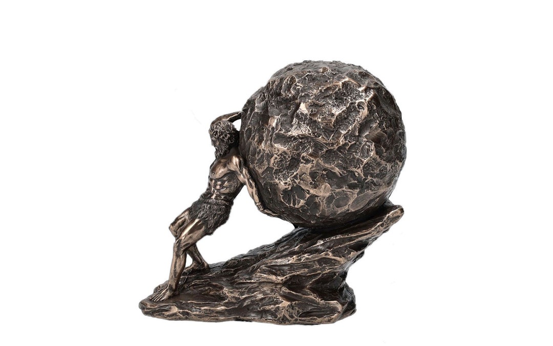 Sisyphus Rolling the Boulder Statue. Sisyphus Rolling the Rock Statue