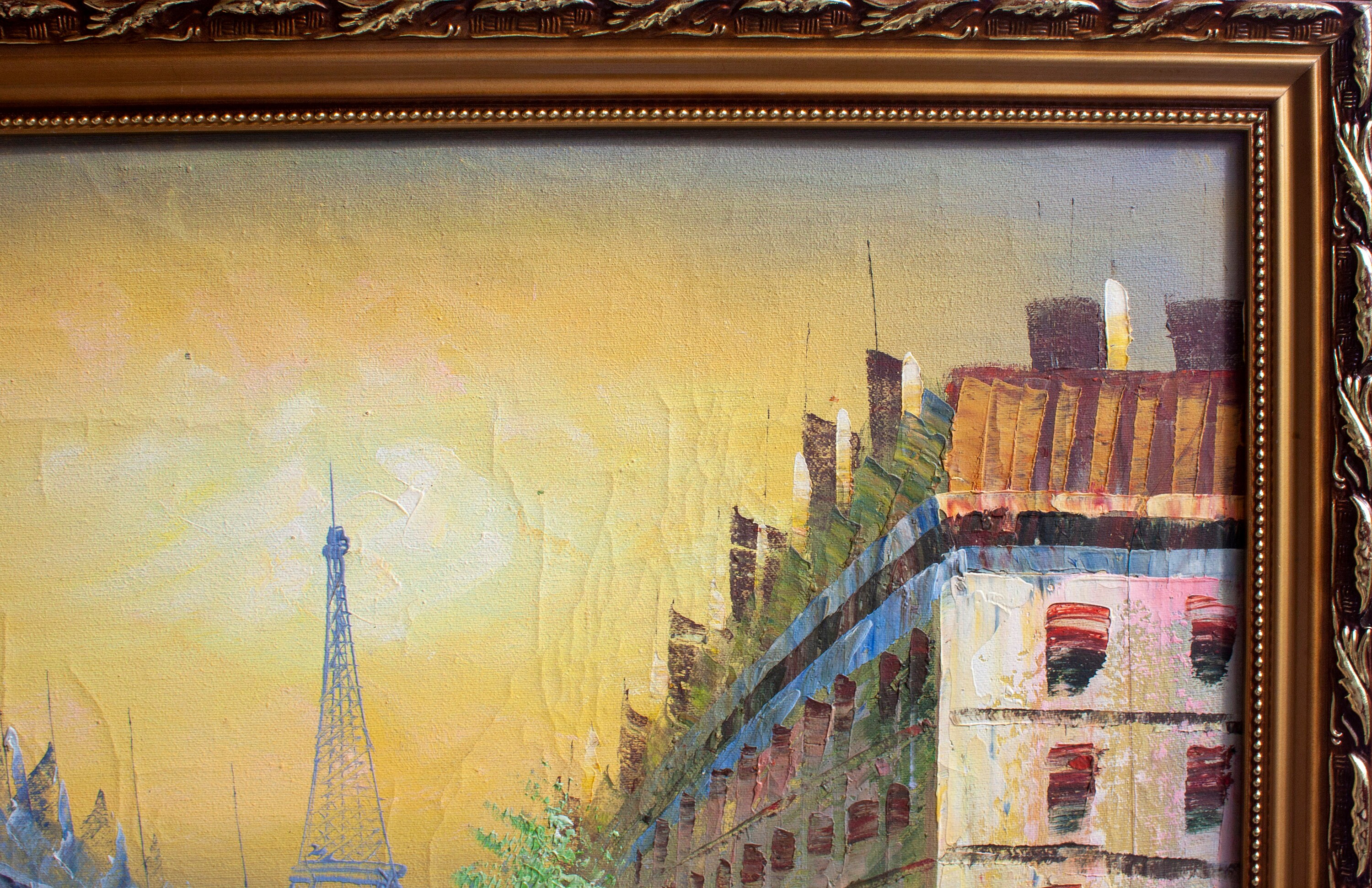 Vintage Oil Eiffel Tower Painting on Canvas - Etsy
