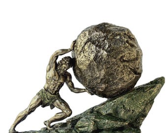 Sisyphus Statue.Sisyphus who pushes the Eternal Boulder.