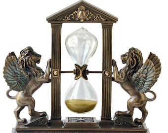 Winged Lions Gold Sand Timer Hourglass