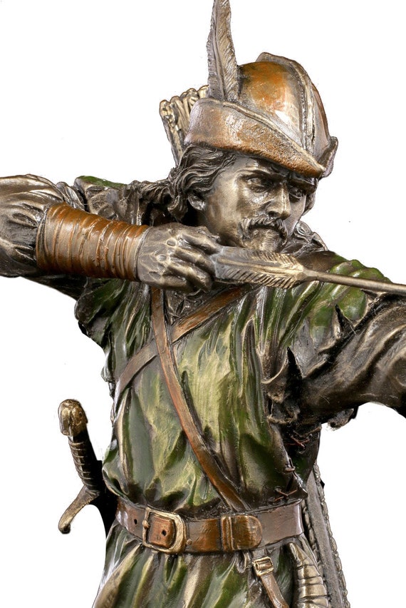 Bronzo Solido Fatto A Mano Robin Hood Herne IL CACCIATORE Statua Figura Hood 