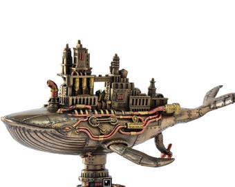 Steampunk galactisch schip walvisstandbeeld