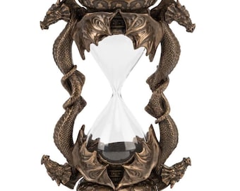 Gothic Dragon Hourglass Sand Timer: Cold Cast Bronze Fantasy Desk Decor