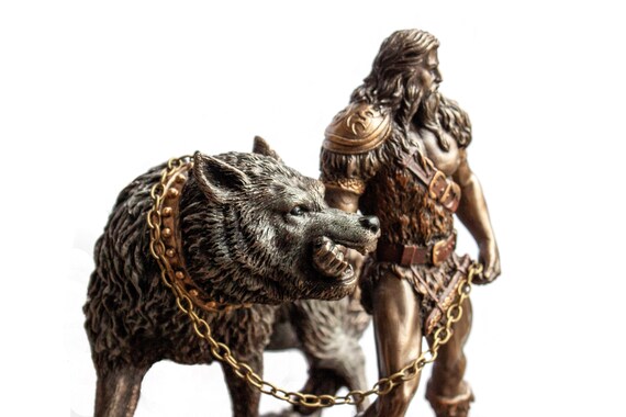 God of War Tyr Figurine With Fenrir Bronze Hand-painted 