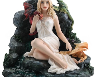 Dragon Queen Statue with Dragons – Fantasy Polystone Collectible Decor