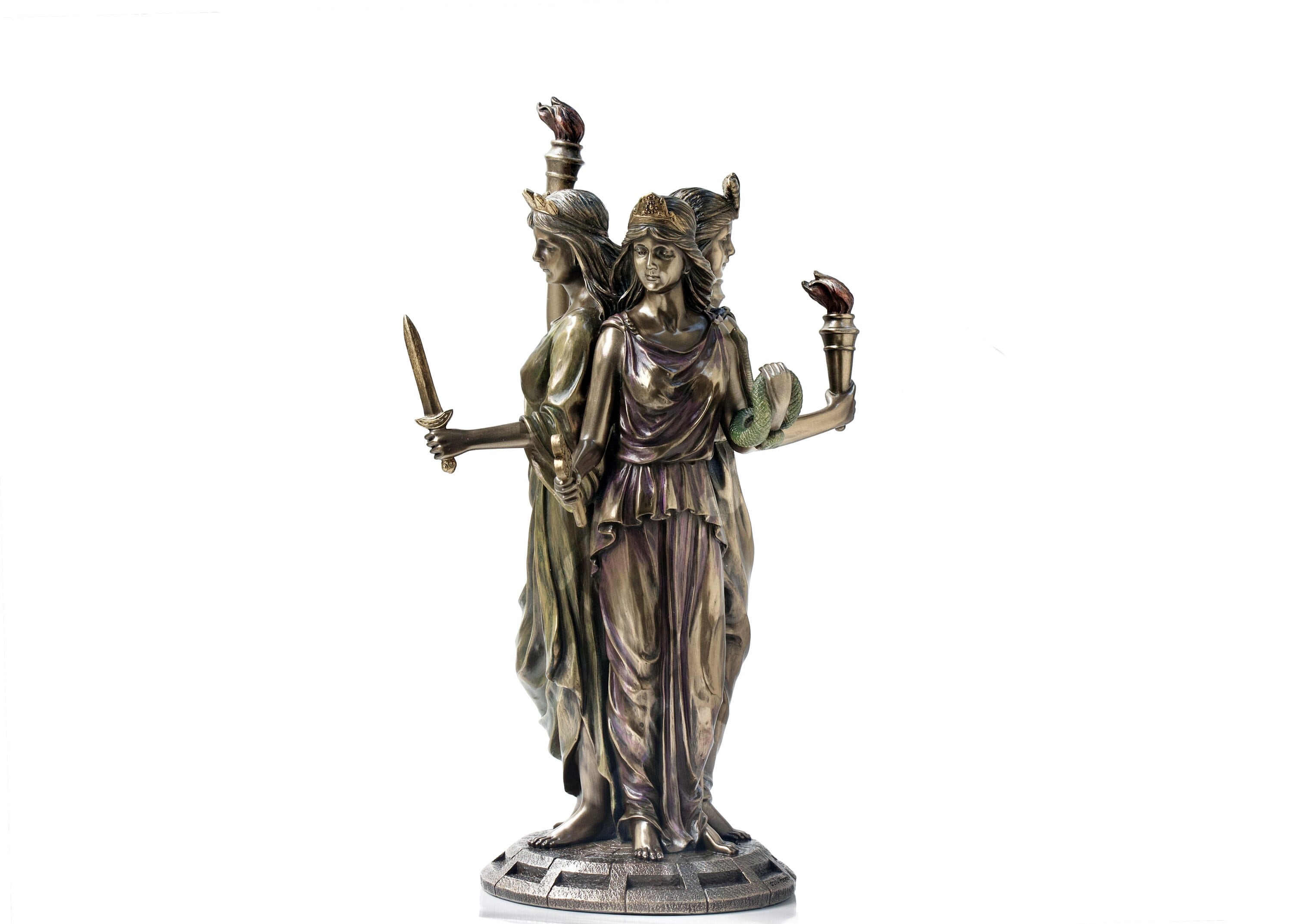 Hecate Statue Bronzed Greek Goddess Figurine