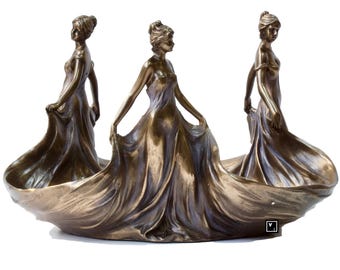 The Three Graces Fruit Bowl Greek Mythology Centerpiece Art Nouveau