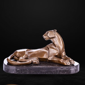 Escultura de pantera em bronze Art Déco