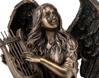 天使ミュージシャンのハープ像、20 CM、ハープを演奏する風に吹かれた