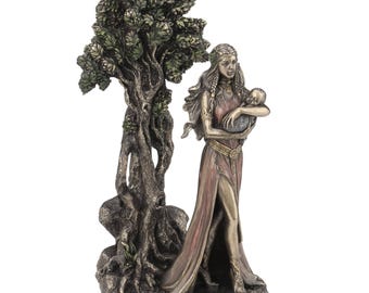 Celtic Goddess Danu Statue: Matriarch Deity with Tree, Motherhood Symbol