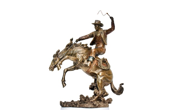 Cowboy Statue Figurine.wild Rodeo Ride. the Bronco Buster