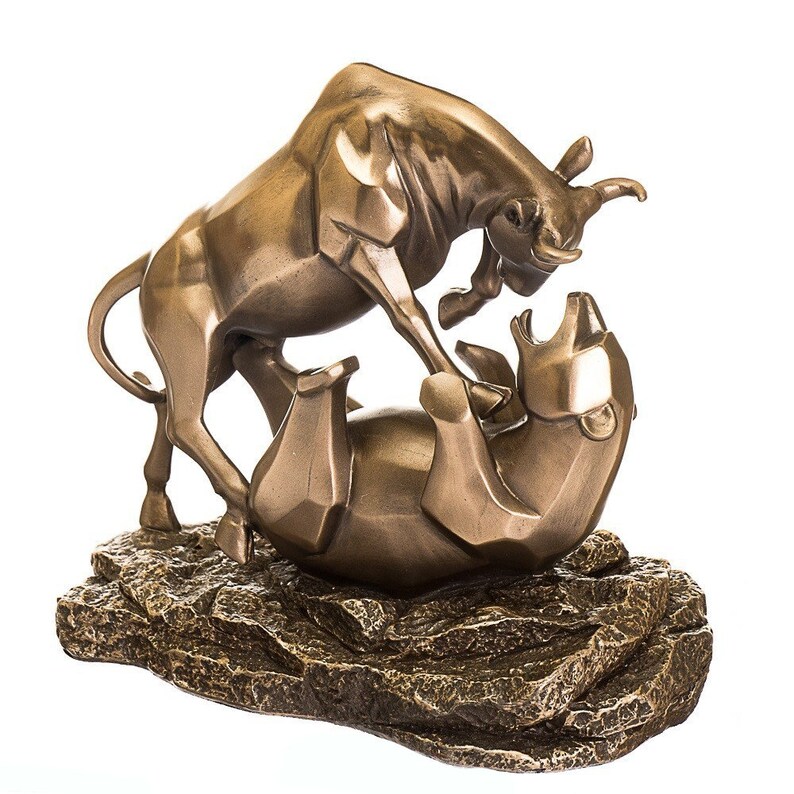 Bull and Bear Bronze Sculpture Statue Figurine.Bull Market Etsy