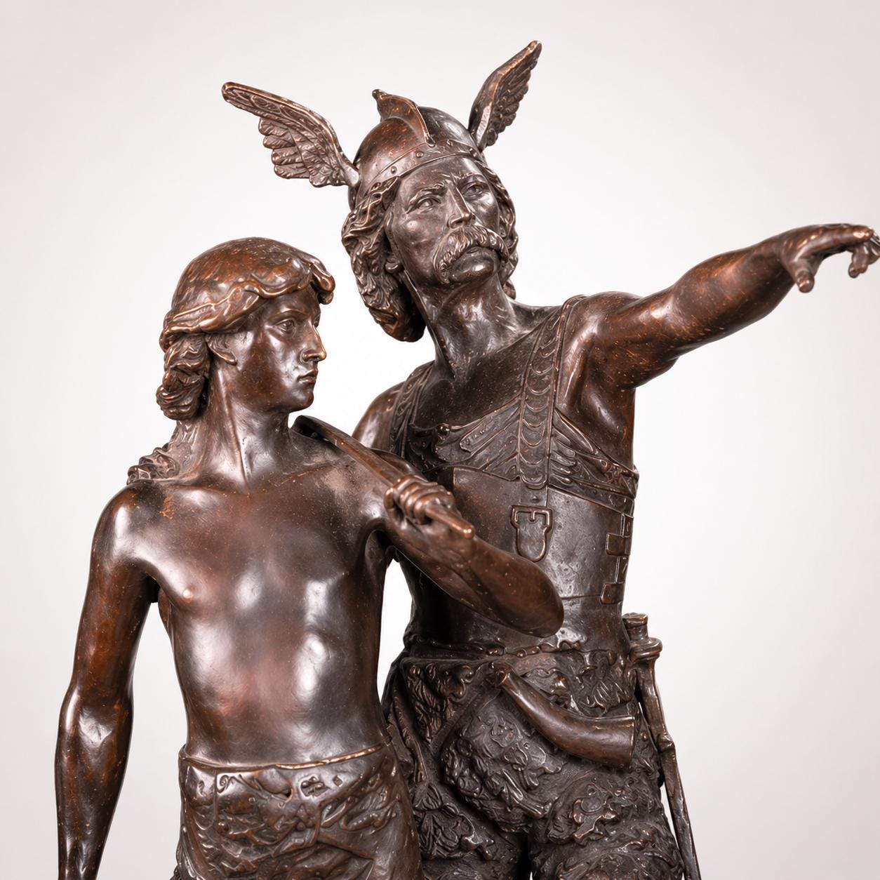 Bronze Vercingetorix and Son Sculpture: Lost Wax Viking Statue (33