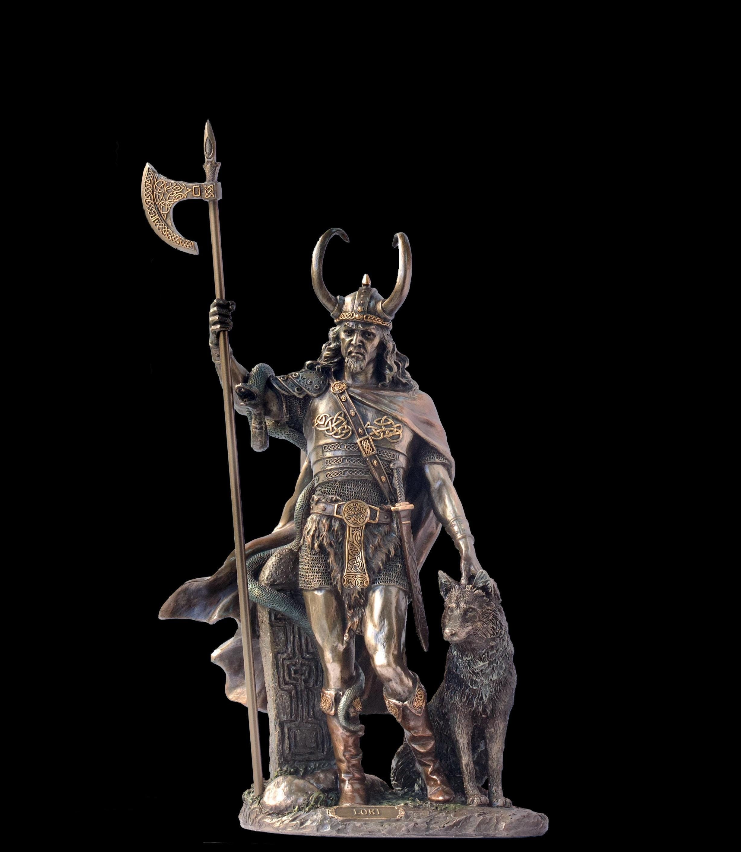 Bronzed Loki Norse God Figurine Statue Sculpture Viking 36cm - Etsy