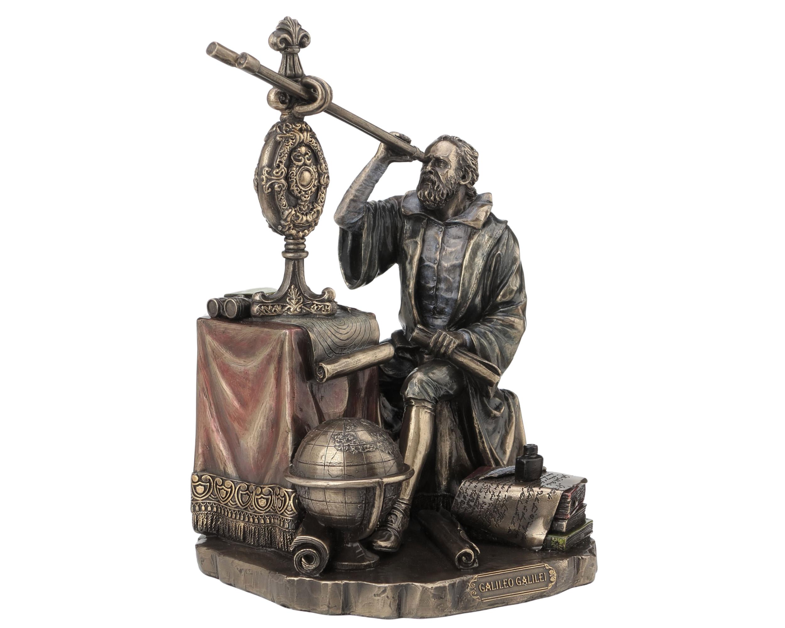 ガリレオ・ガリレイ像：望遠鏡を持つルネサンス科学者 - コールド
