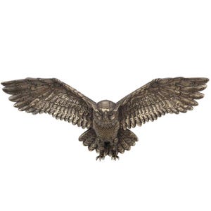 Flying Steampunk Owl Wall Sculpture – Owl Wall Art – Large Wingspan Owl Plaque – Gothic Industrial Decor