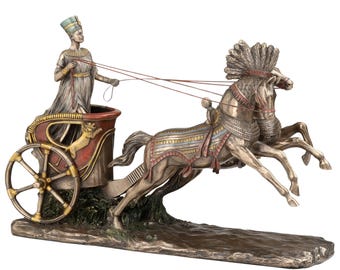 Nefertiti Chariot Statue Bronze Egyptian Queen Statue