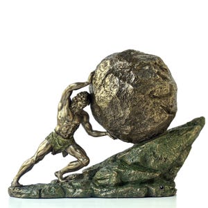 Sisyphus Statue.Sisyphus who pushes the Eternal Boulder.