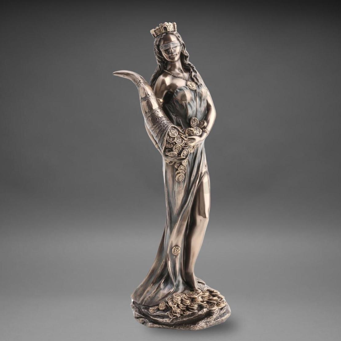Blindfolded Goddess of Fortune Statue –  with Cornucopia