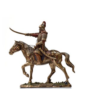 Chengiz Khan-standbeeldbeeldje. Mongoolse rijk. Mongoliërs. Genghis Khan-beeldje.