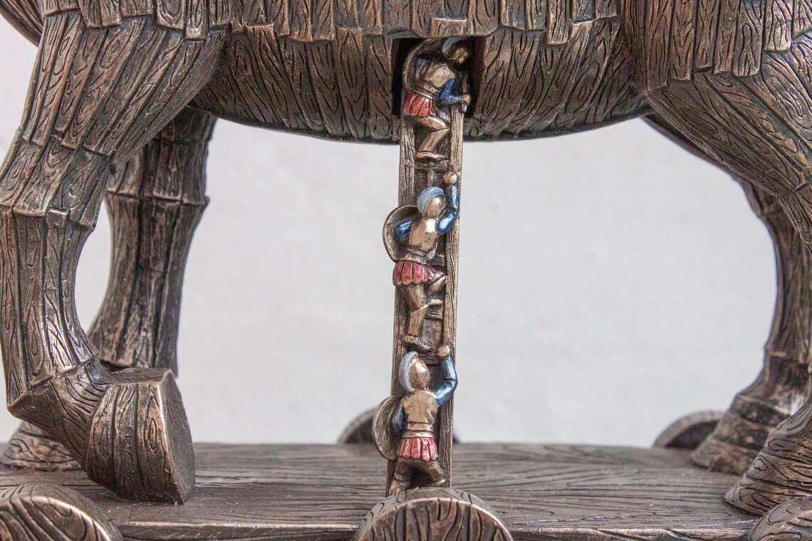 Trojan Horse Statue Figurine.ancient Greek Bronzed Trojan Etsy