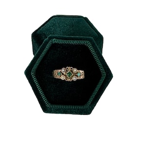 Victorian 14k Yellow Gold Turquoise Seed Pearl Ring - Size 7.5