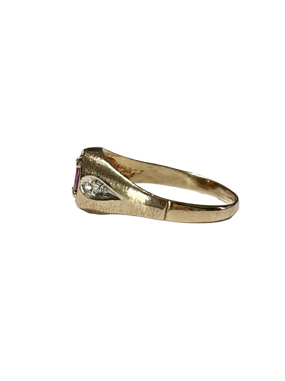 Ruby & Diamond Ring - Vintage 10k Yellow Gold .65… - image 7