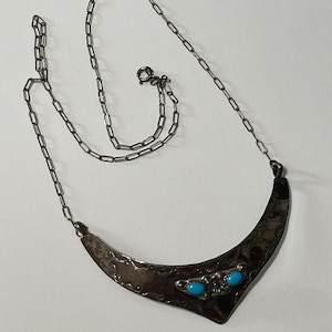 Navajo Signed GG Turquoise Necklace- Native American Sterling