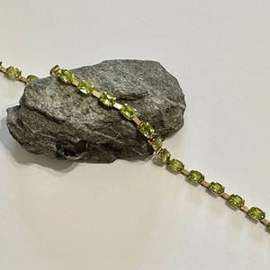 Peridot Tennis Bracelet -10k Yellow Gold Genuine Oval 8.6 CTW Gems - Modern Circa 1980s Peridot Fine Jewelry