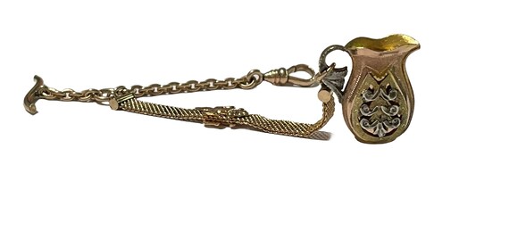 Antique Pocket Watch Chain and Fob - Antique Tri … - image 6