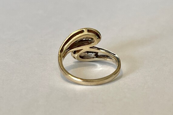 Vintage Ruby Diamond 10k Gold Bypass Ring - Retro… - image 8