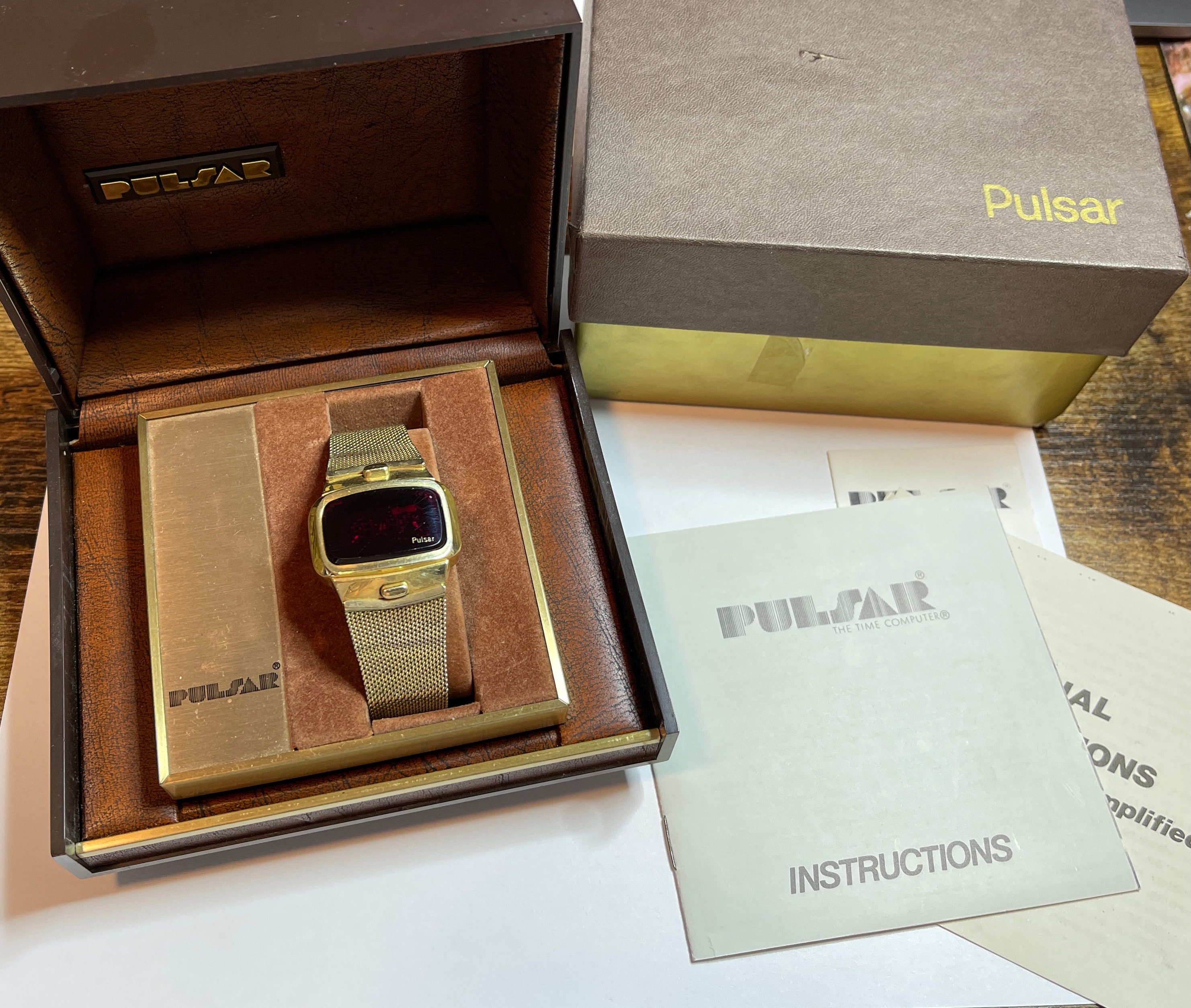 Pulsar LED Digital Watch Vintage Gold -