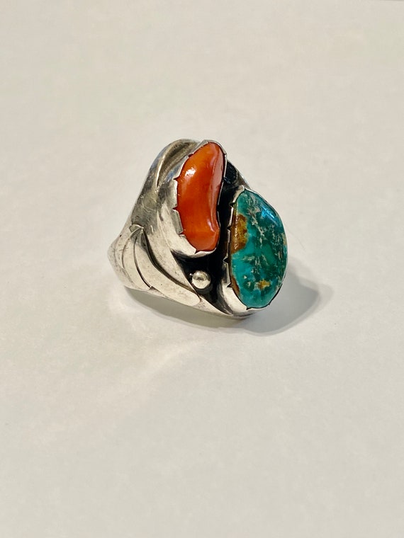 Vintage 900 Silver turquoise ring ,Southwest ring… - image 7