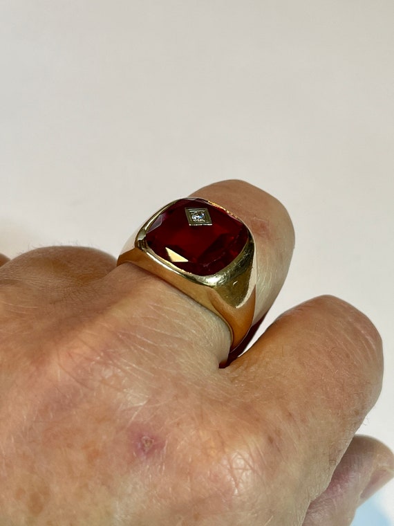 Created Ruby & Natural Diamond Ring - Vintage 10k… - image 7