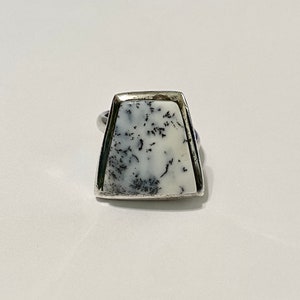 Modernist Dendrite Moss Agate Ring Adjustable