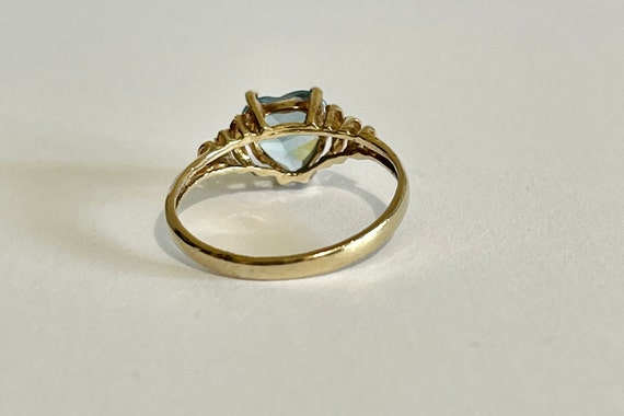 Blue Topaz  Ring -14k yellow Gold 1.71 CT Heart G… - image 9