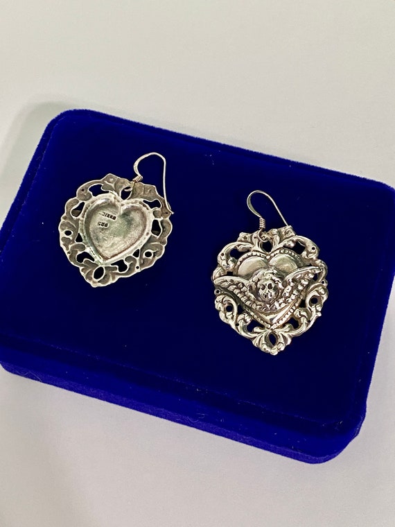 Cherub Angel 3D milagro earrings sterling silver … - image 7