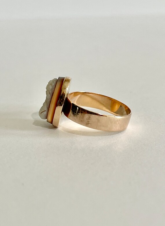 Antique Cameo Ring - Victorian 14k Rose Gold Genu… - image 7